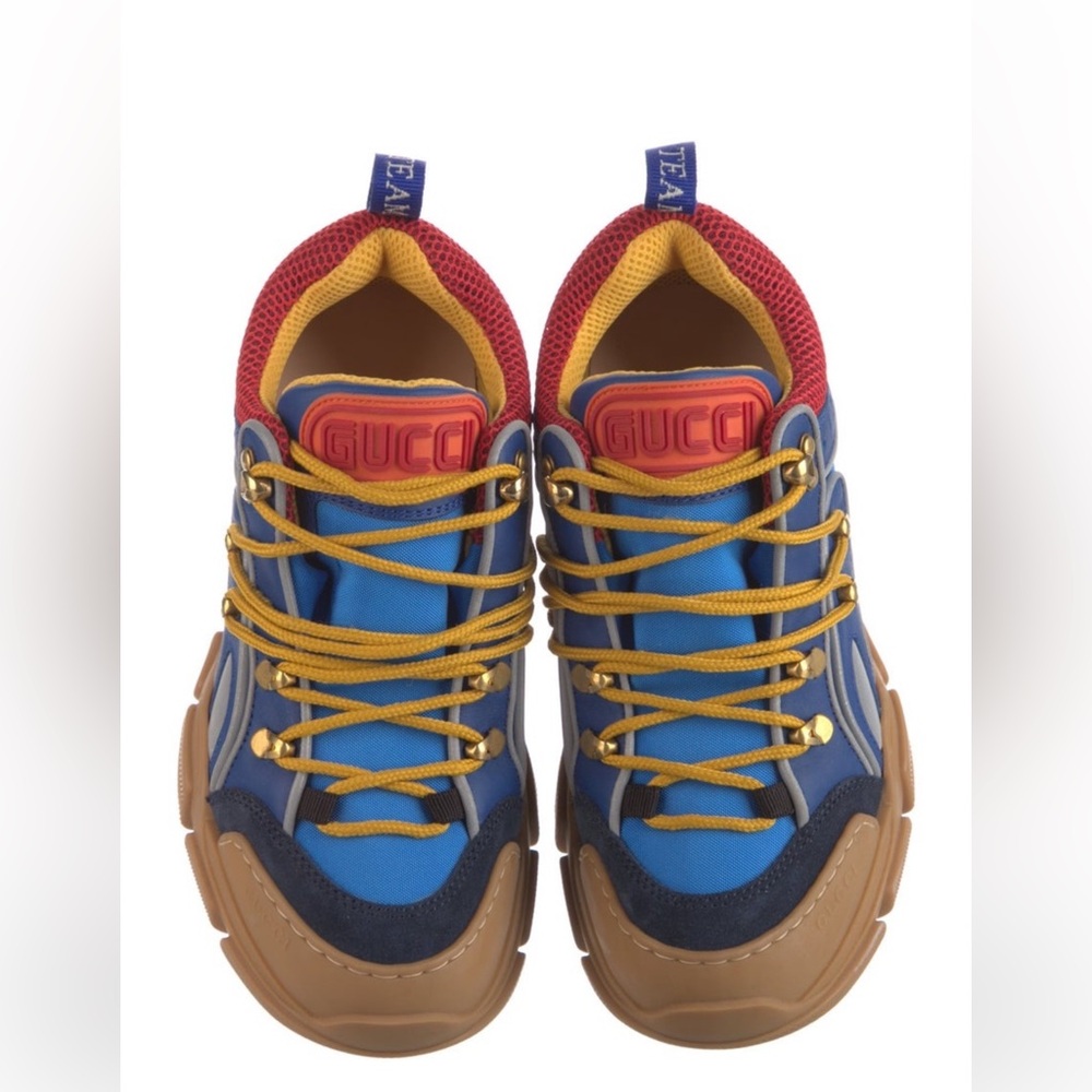 Gucci Men's Blue and Tan Sneakers